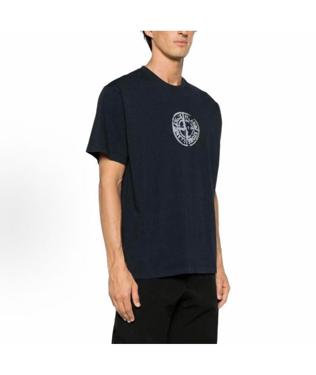 STONE ISLAND Черная хлопковая футболка, фото 3