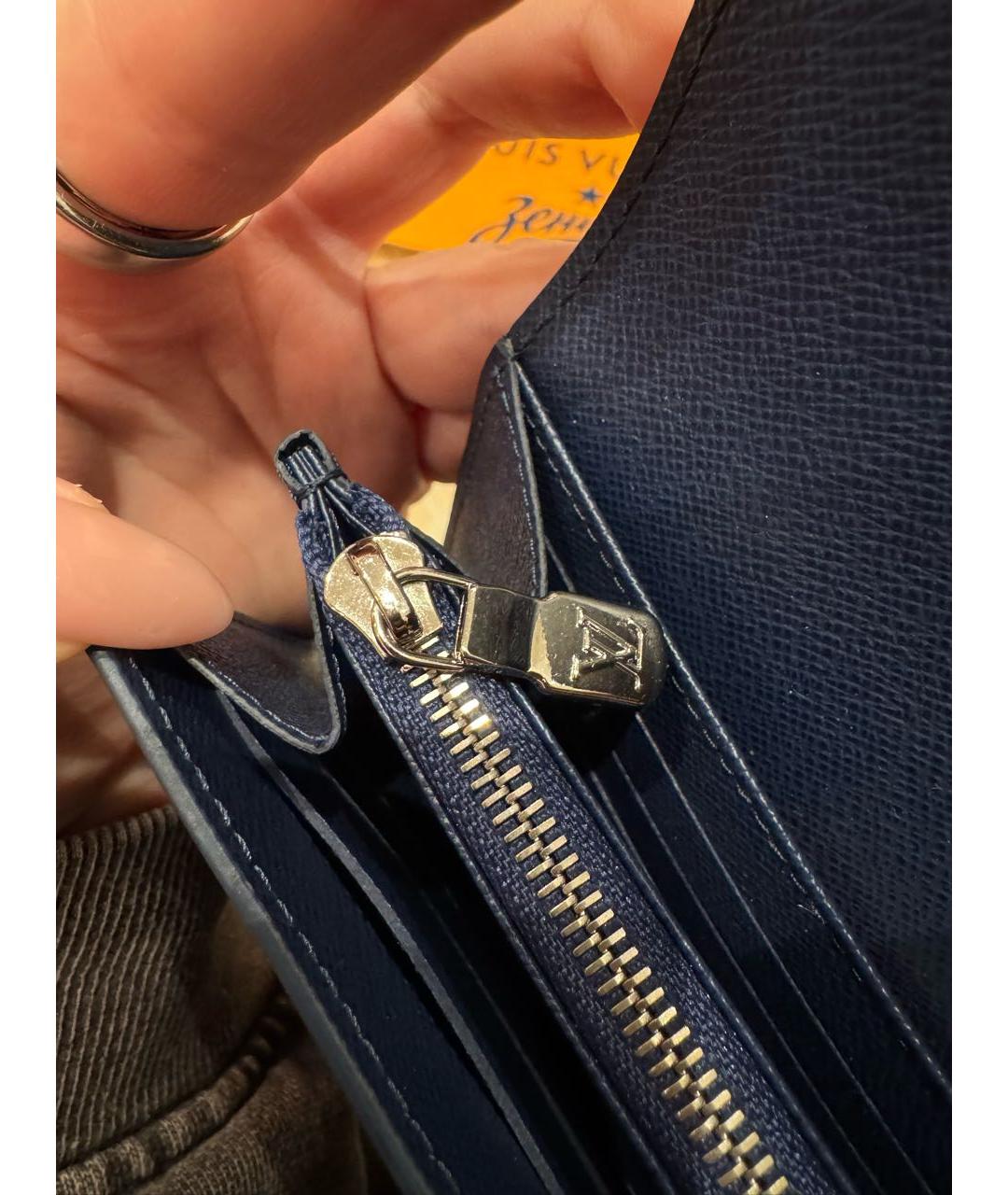 LOUIS VUITTON Темно-синий кожаный кошелек, фото 7