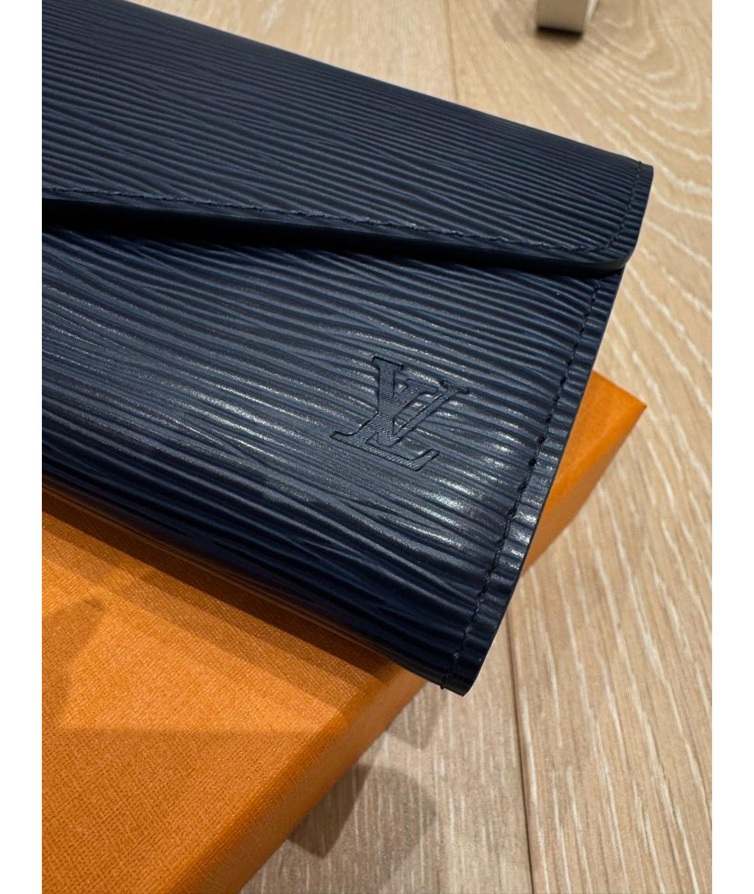 LOUIS VUITTON Темно-синий кожаный кошелек, фото 5