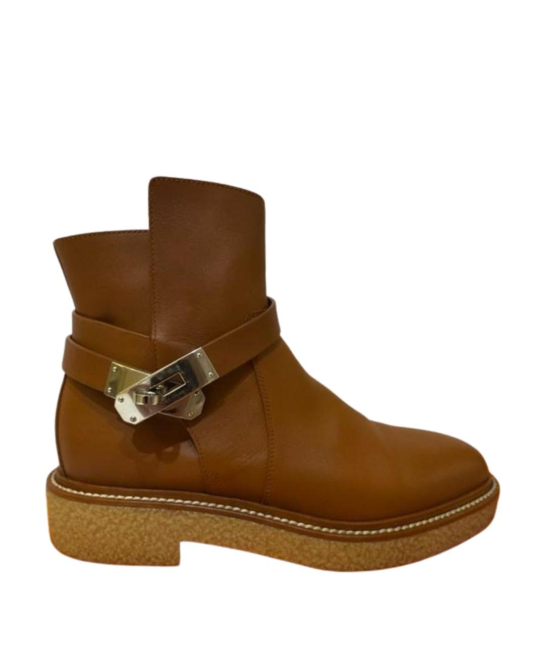 HERMES Коричневые кожаные ботинки, фото 1