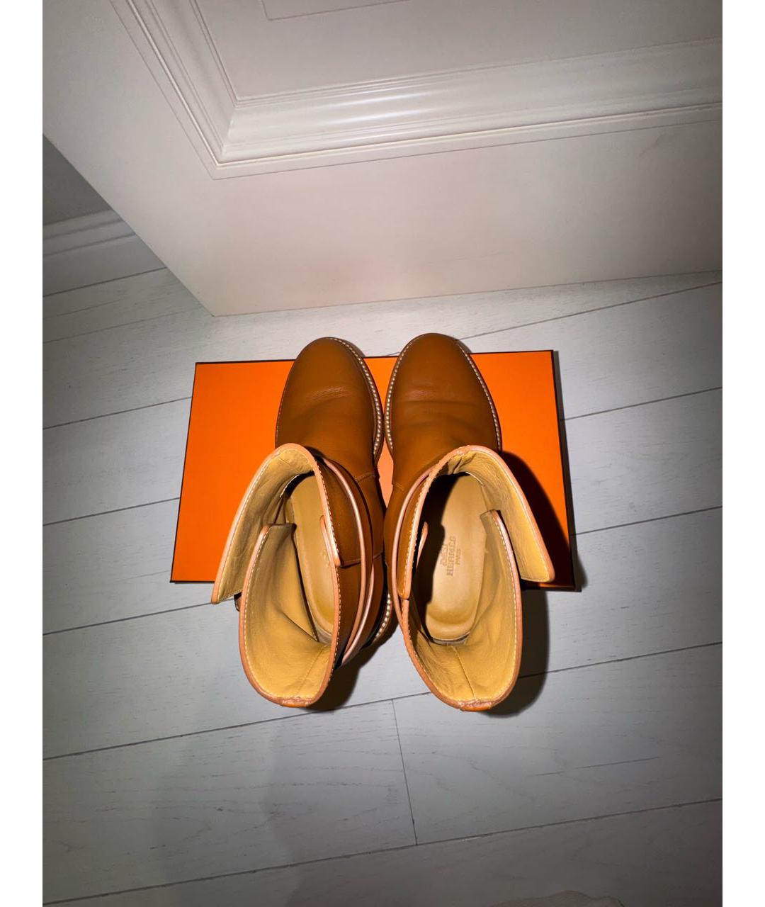 HERMES Коричневые кожаные ботинки, фото 3