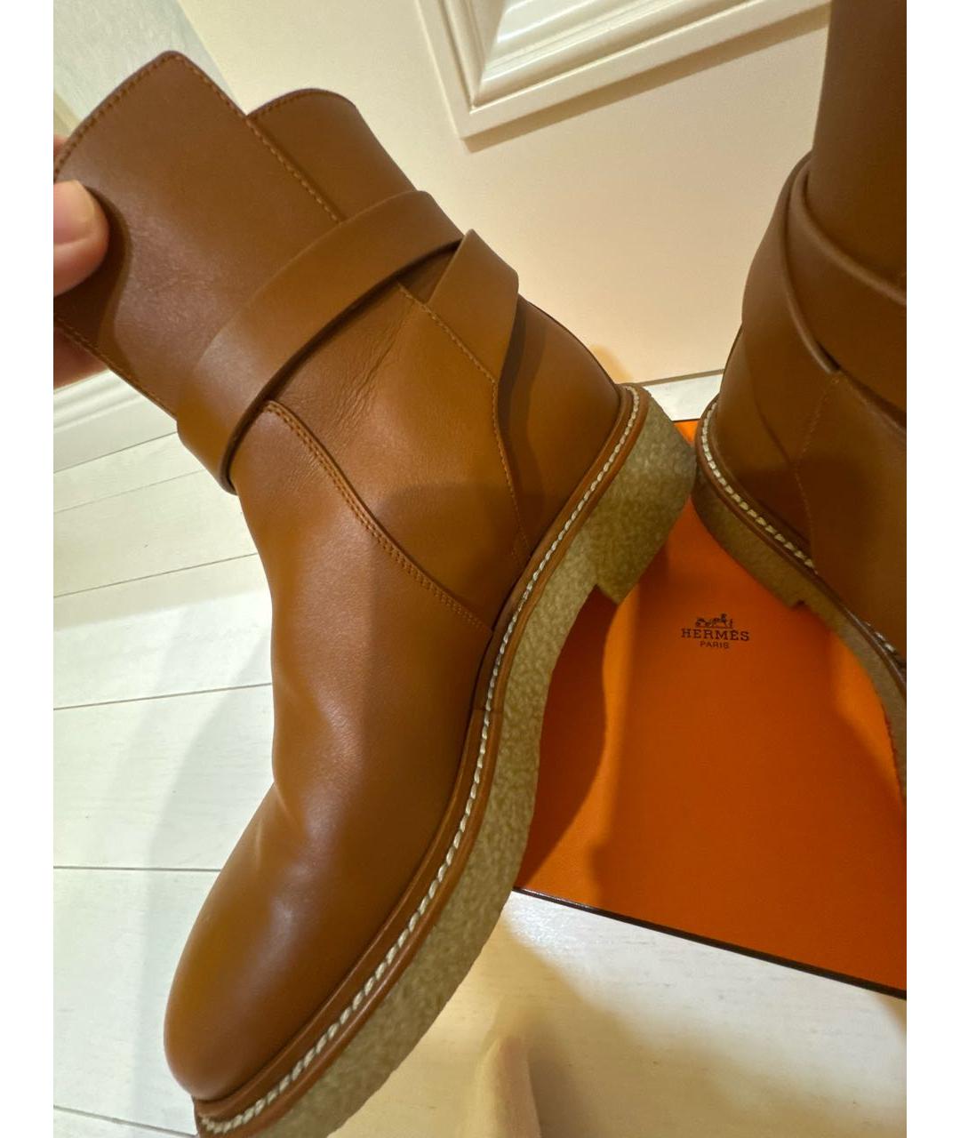 HERMES Коричневые кожаные ботинки, фото 5