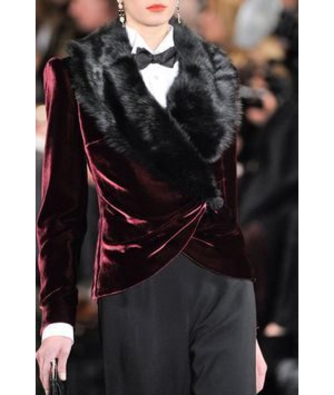 RALPH LAUREN PURPLE LABEL Бордовый бархатный жакет/пиджак, фото 7