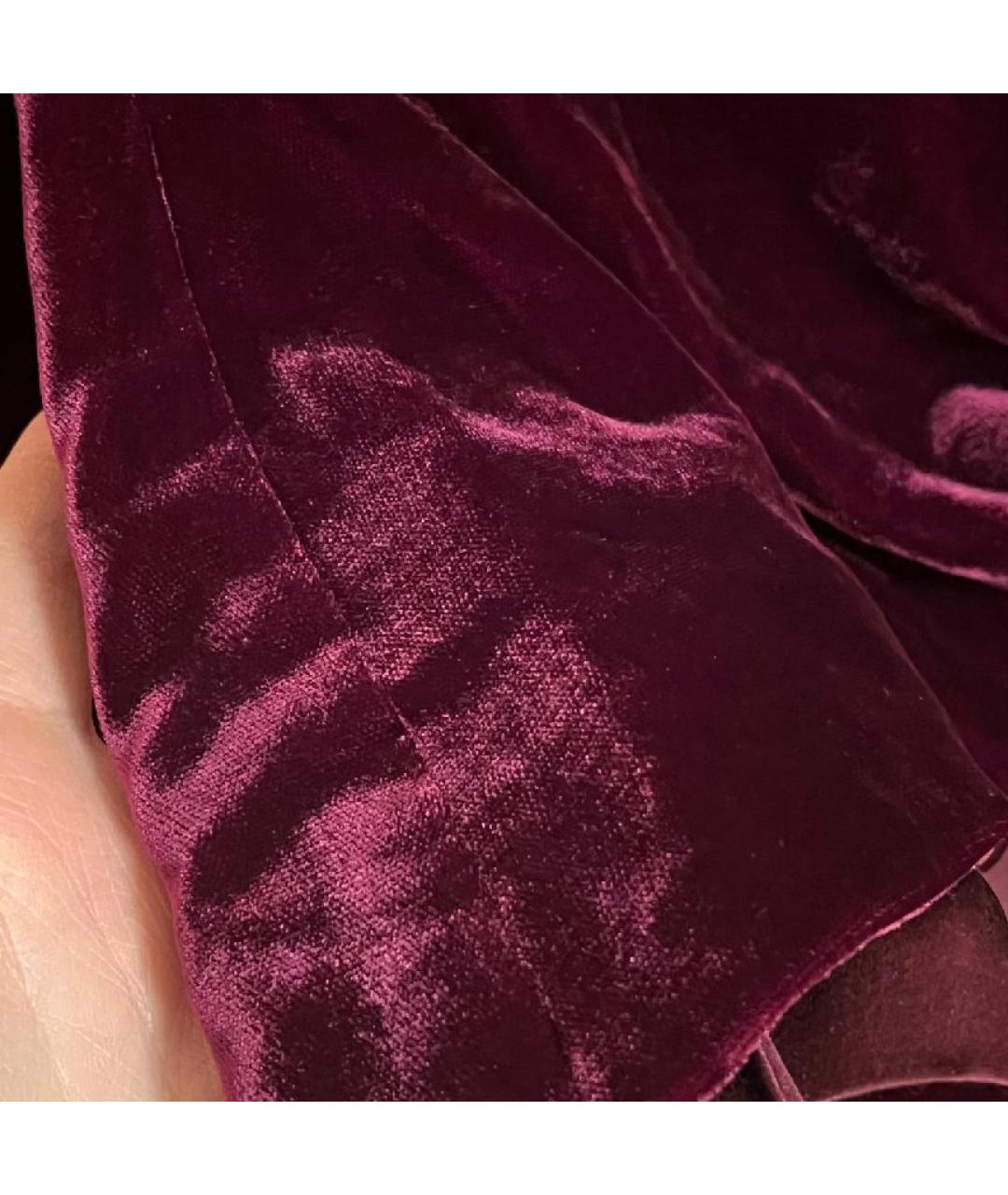 RALPH LAUREN PURPLE LABEL Бордовый бархатный жакет/пиджак, фото 4