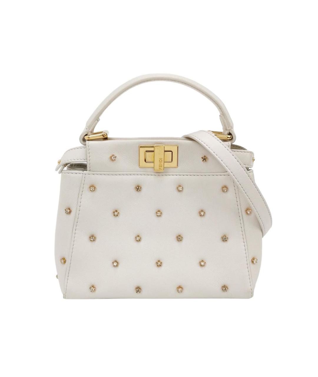 FENDI Белая кожаная сумка через плечо, фото 6