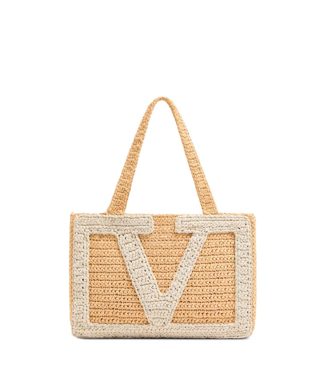 VALENTINO Бежевая пелетеная сумка тоут, фото 1