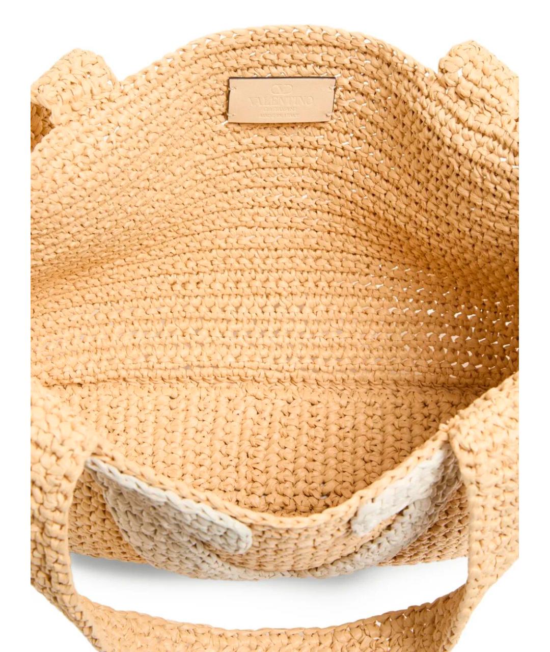 VALENTINO Бежевая пелетеная сумка тоут, фото 4