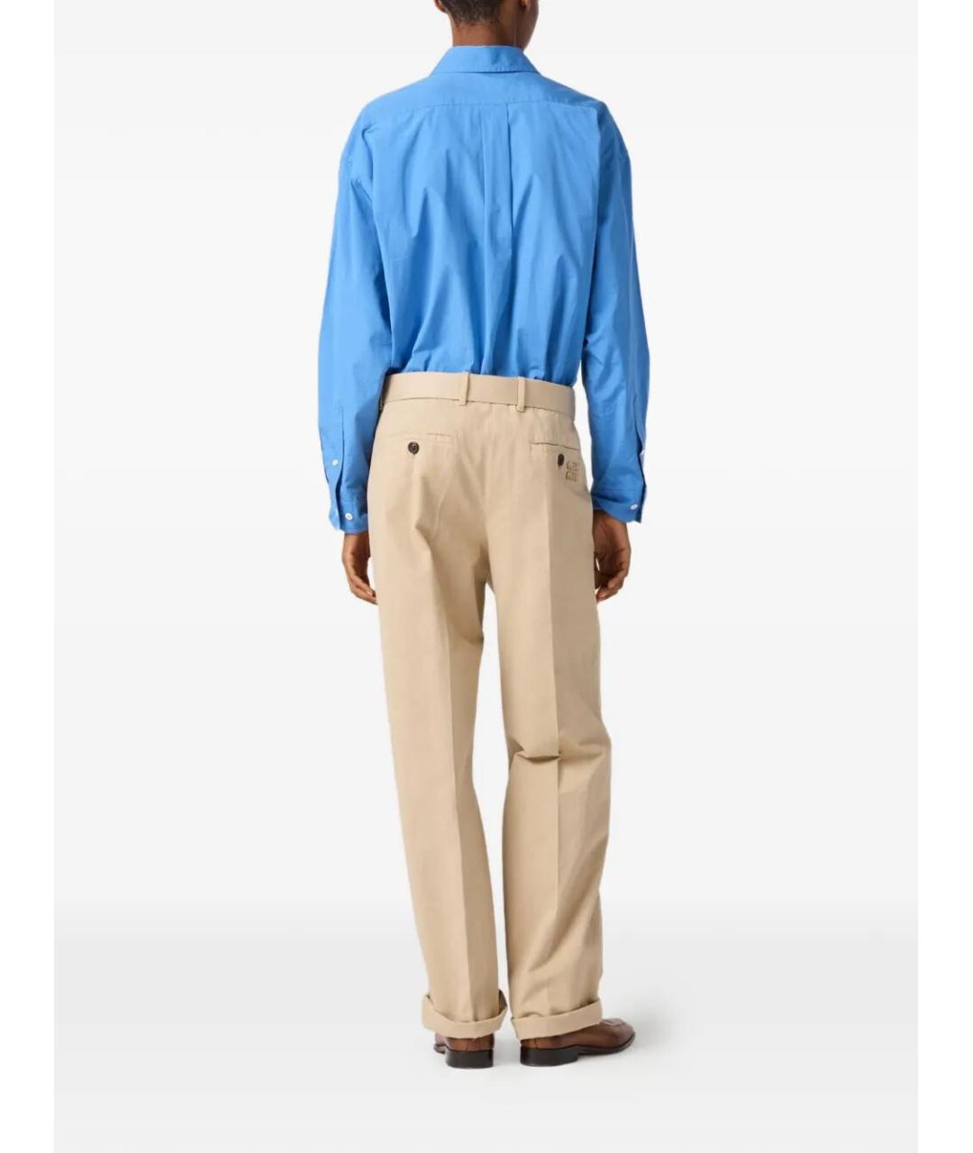 MIU MIU Бежевые хлопковые прямые брюки, фото 5