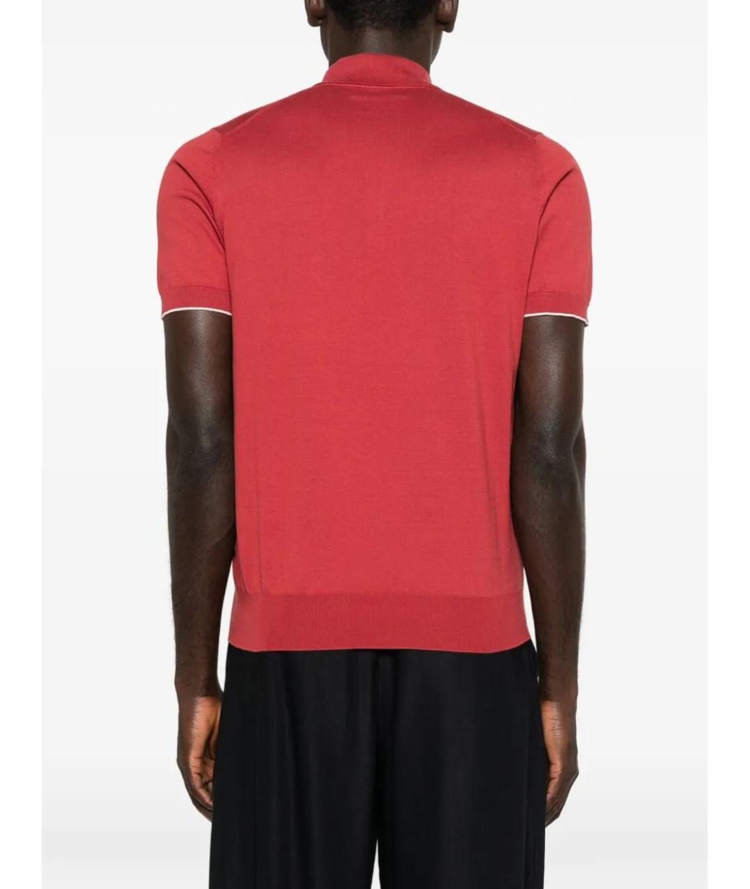 BRUNELLO CUCINELLI Красное хлопковое поло с коротким рукавом, фото 5