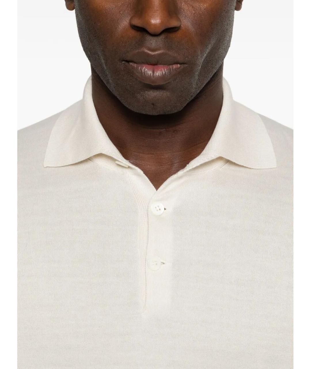 BRUNELLO CUCINELLI Белое хлопковое поло с коротким рукавом, фото 3