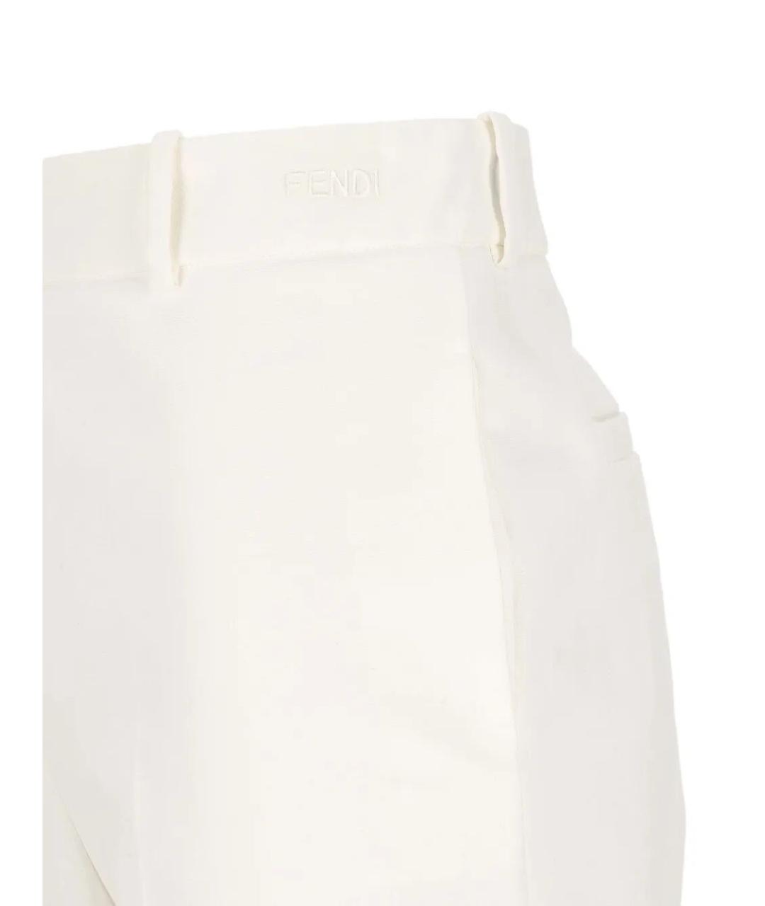 FENDI Белые хлопковые прямые брюки, фото 3