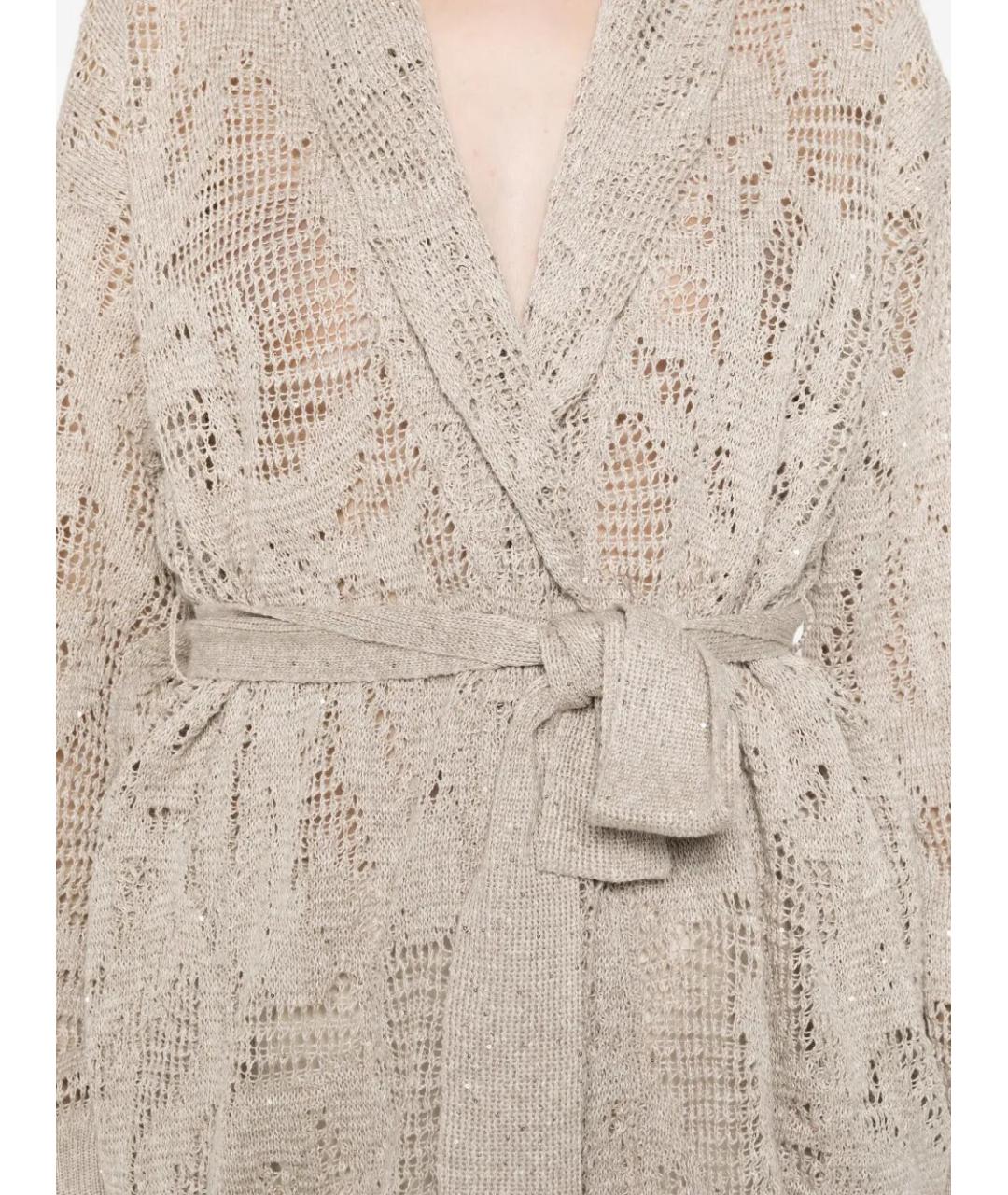 BRUNELLO CUCINELLI Серый льняной кардиган, фото 5