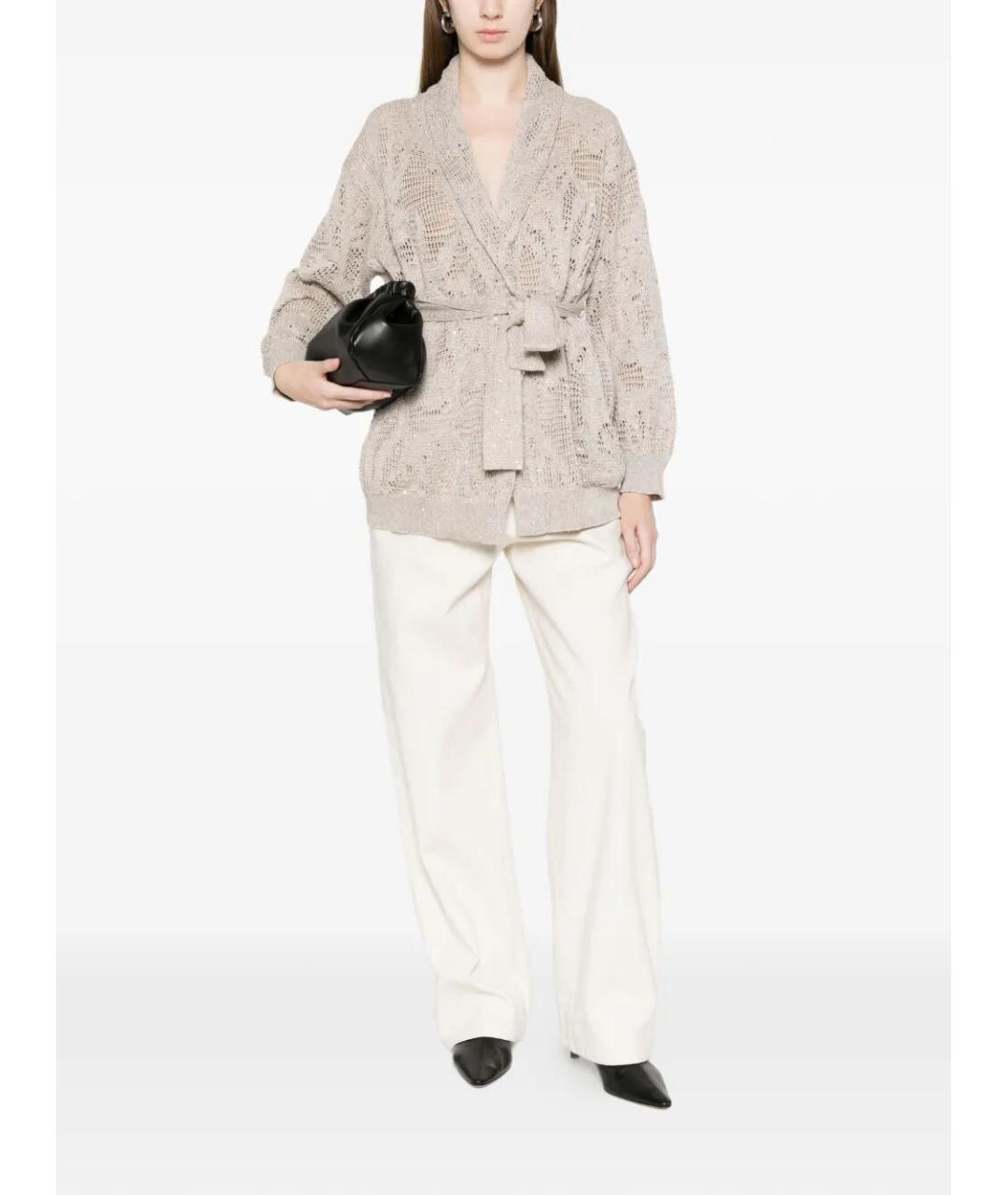 BRUNELLO CUCINELLI Серый льняной кардиган, фото 2