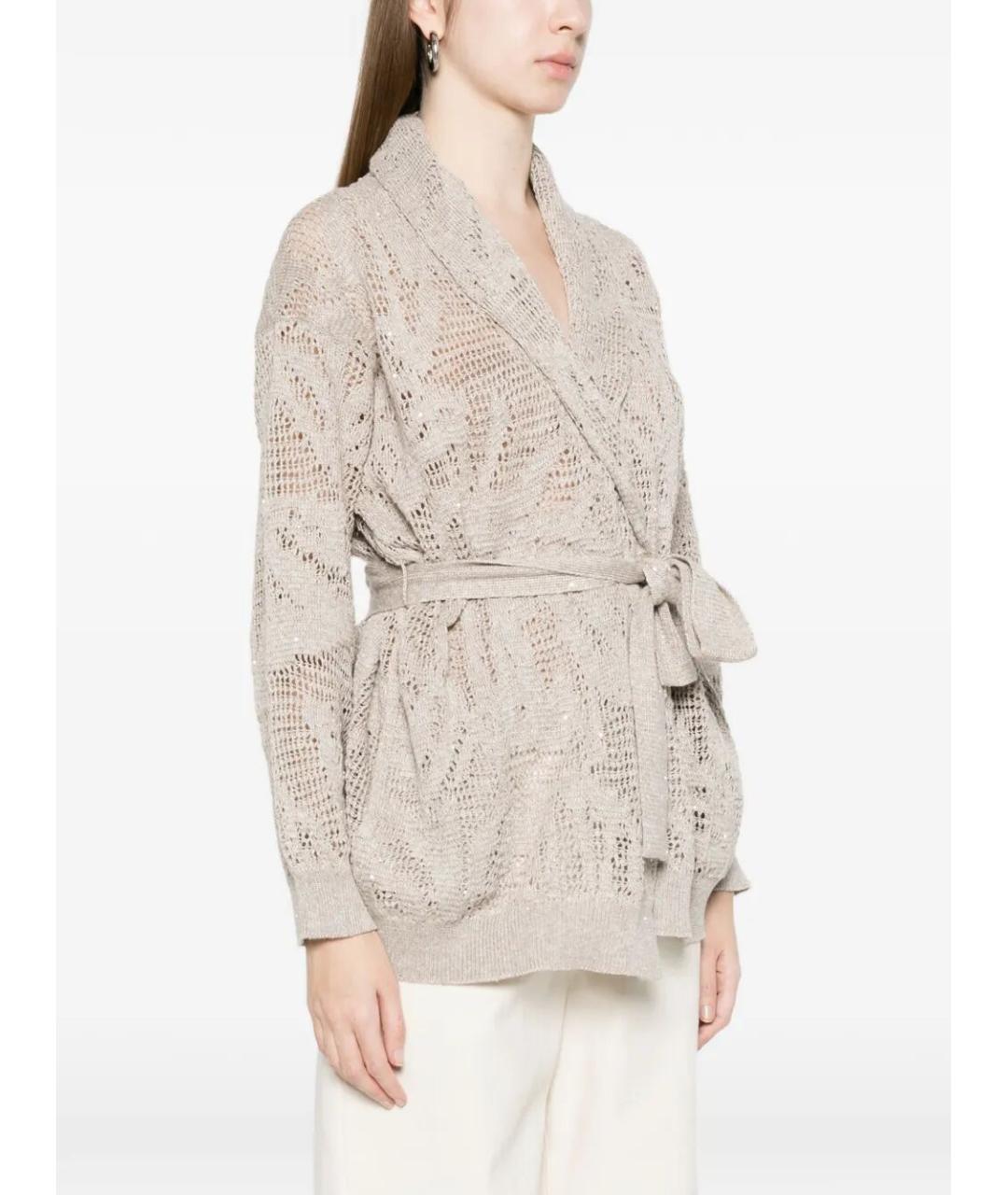 BRUNELLO CUCINELLI Серый льняной кардиган, фото 4