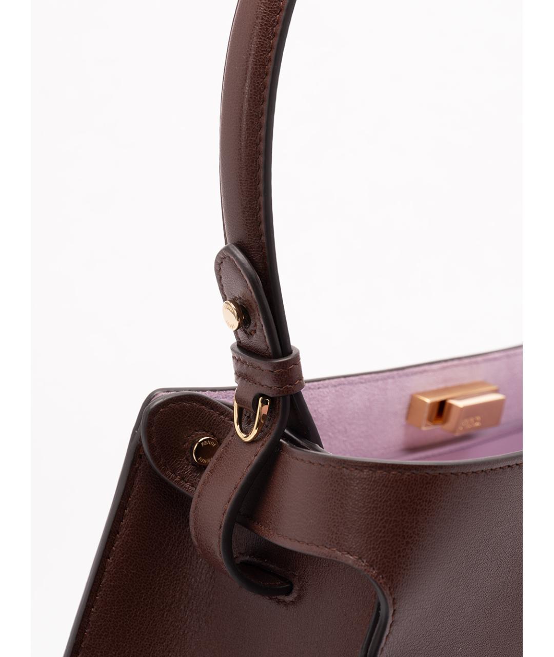 FENDI Коричневая кожаная сумка тоут, фото 5