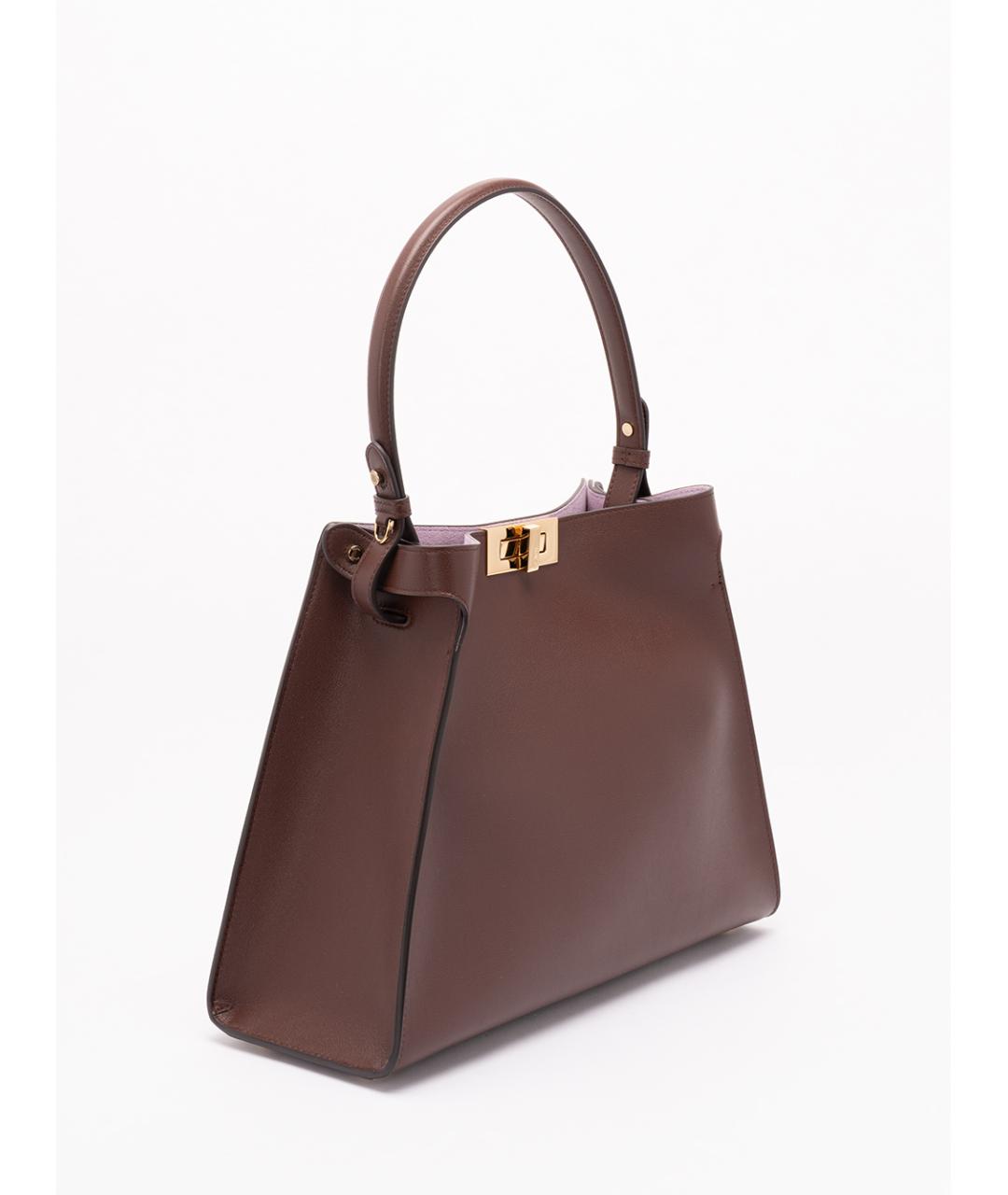 FENDI Коричневая кожаная сумка тоут, фото 3