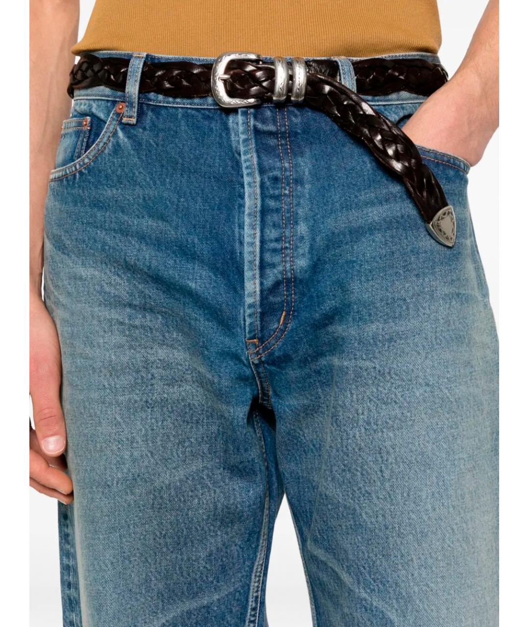 SAINT LAURENT Синие хлопковые прямые джинсы, фото 4