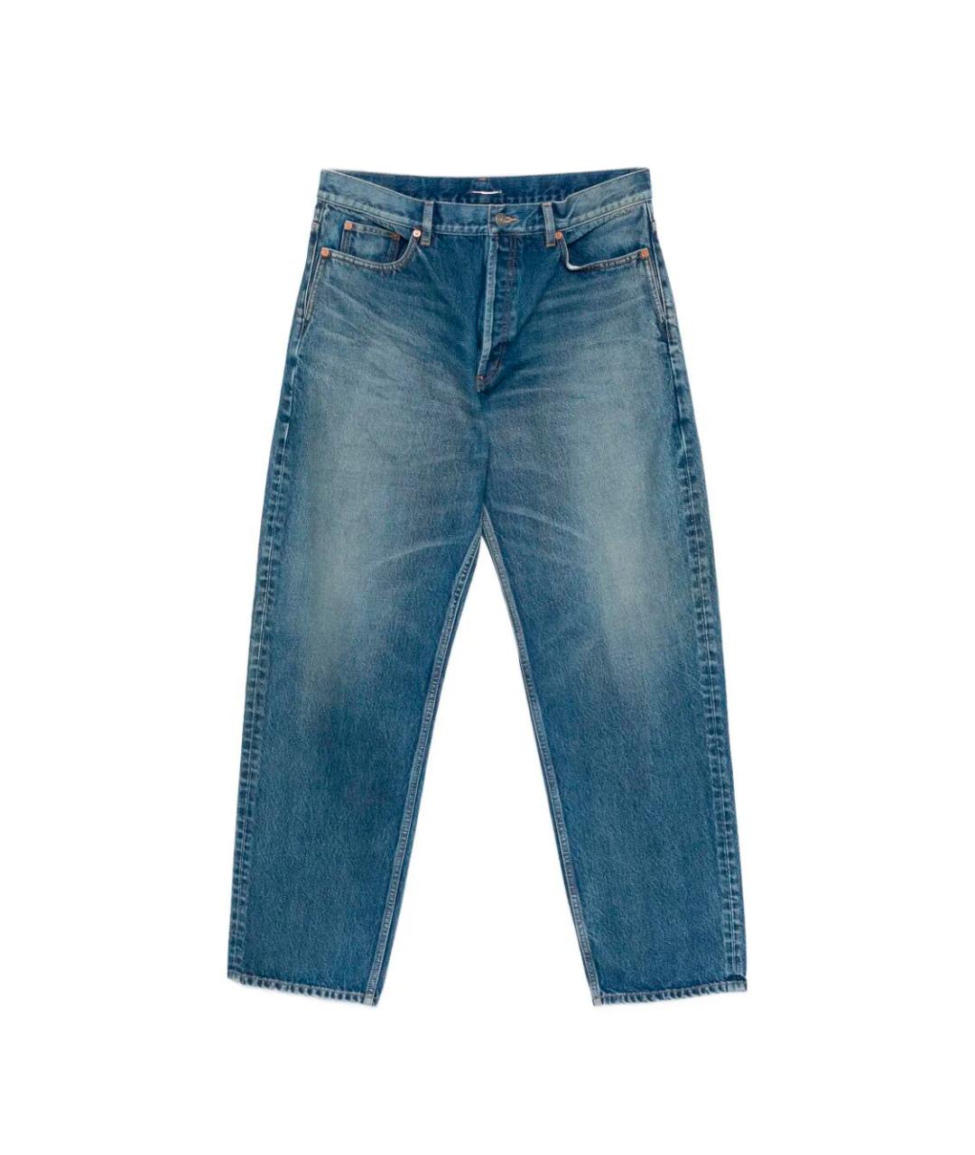 SAINT LAURENT Синие хлопковые прямые джинсы, фото 1