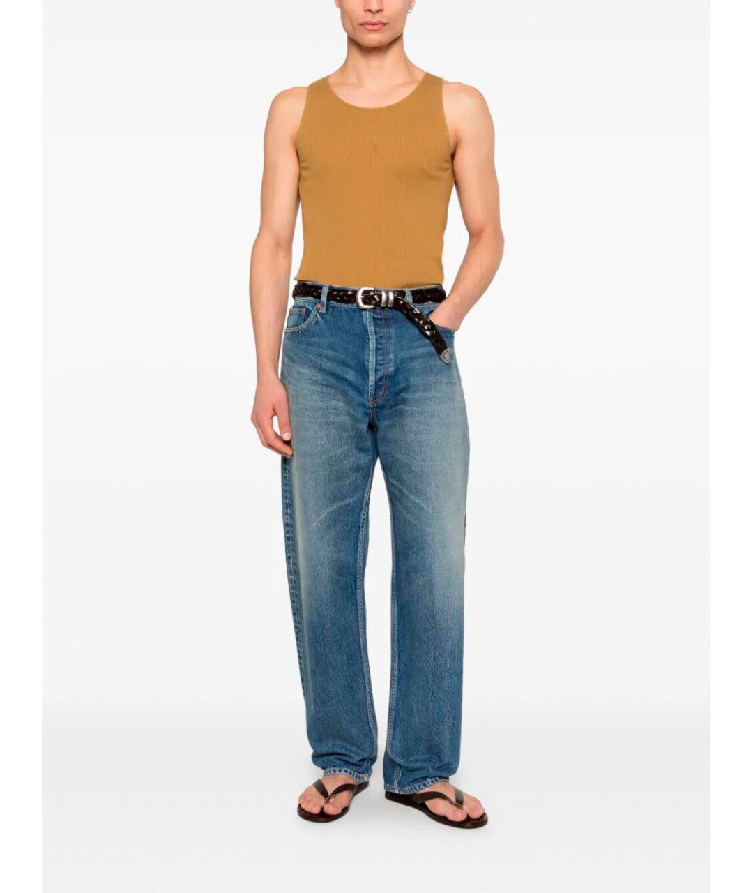 SAINT LAURENT Синие хлопковые прямые джинсы, фото 2