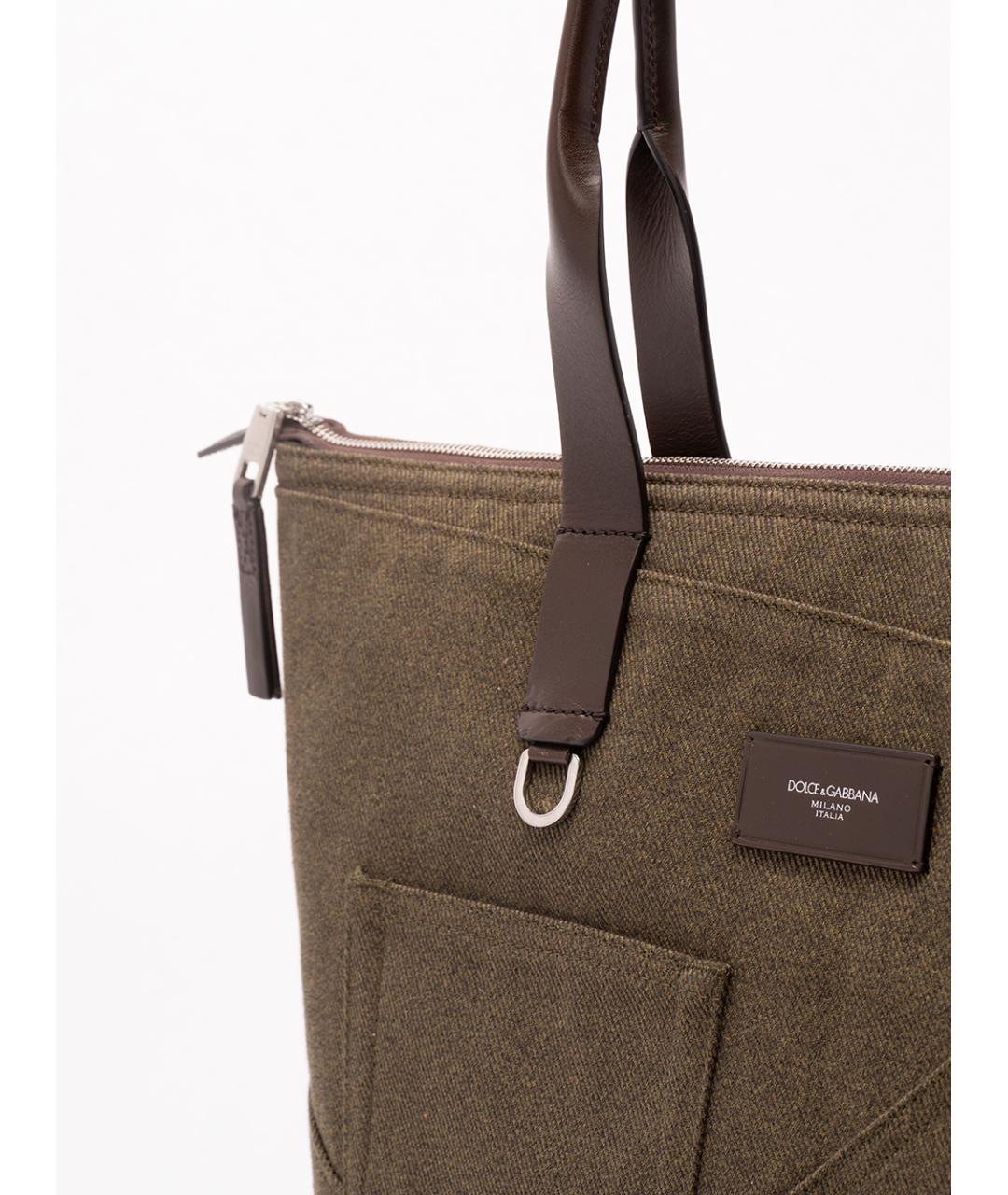 DOLCE&GABBANA Коричневая тканевая сумка тоут, фото 4