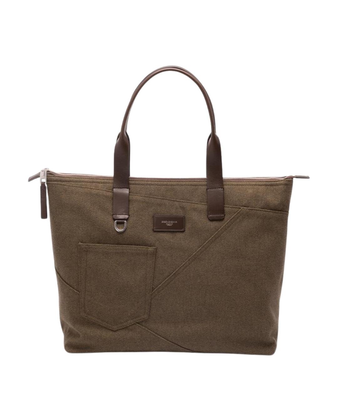 DOLCE&GABBANA Коричневая тканевая сумка тоут, фото 1
