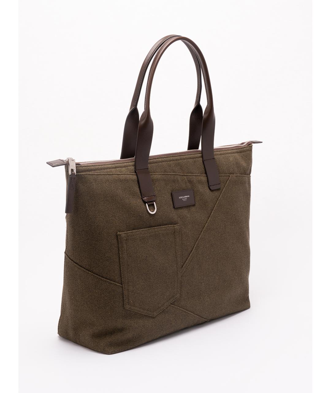 DOLCE&GABBANA Коричневая тканевая сумка тоут, фото 3