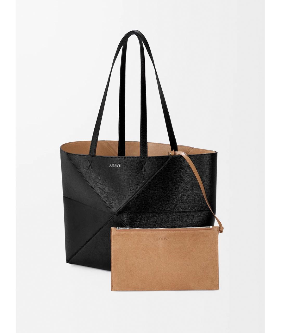 LOEWE Черная кожаная сумка тоут, фото 4