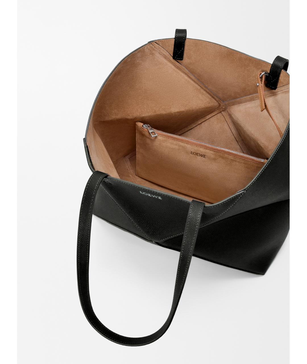 LOEWE Черная кожаная сумка тоут, фото 5