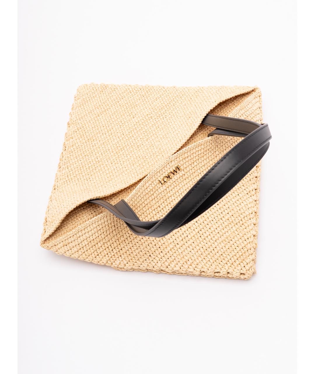 LOEWE Бежевая пелетеная сумка тоут, фото 5