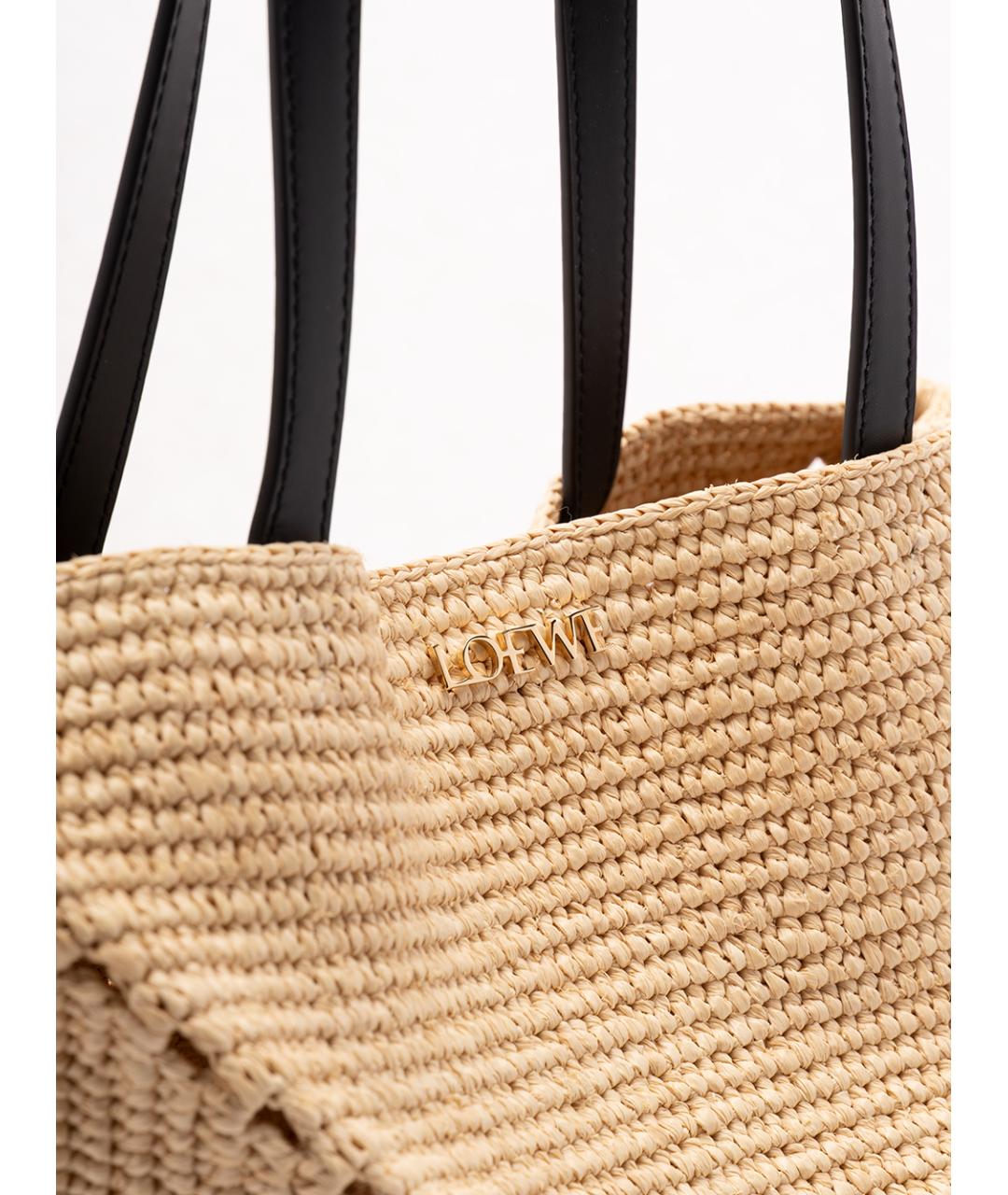 LOEWE Бежевая пелетеная сумка тоут, фото 4