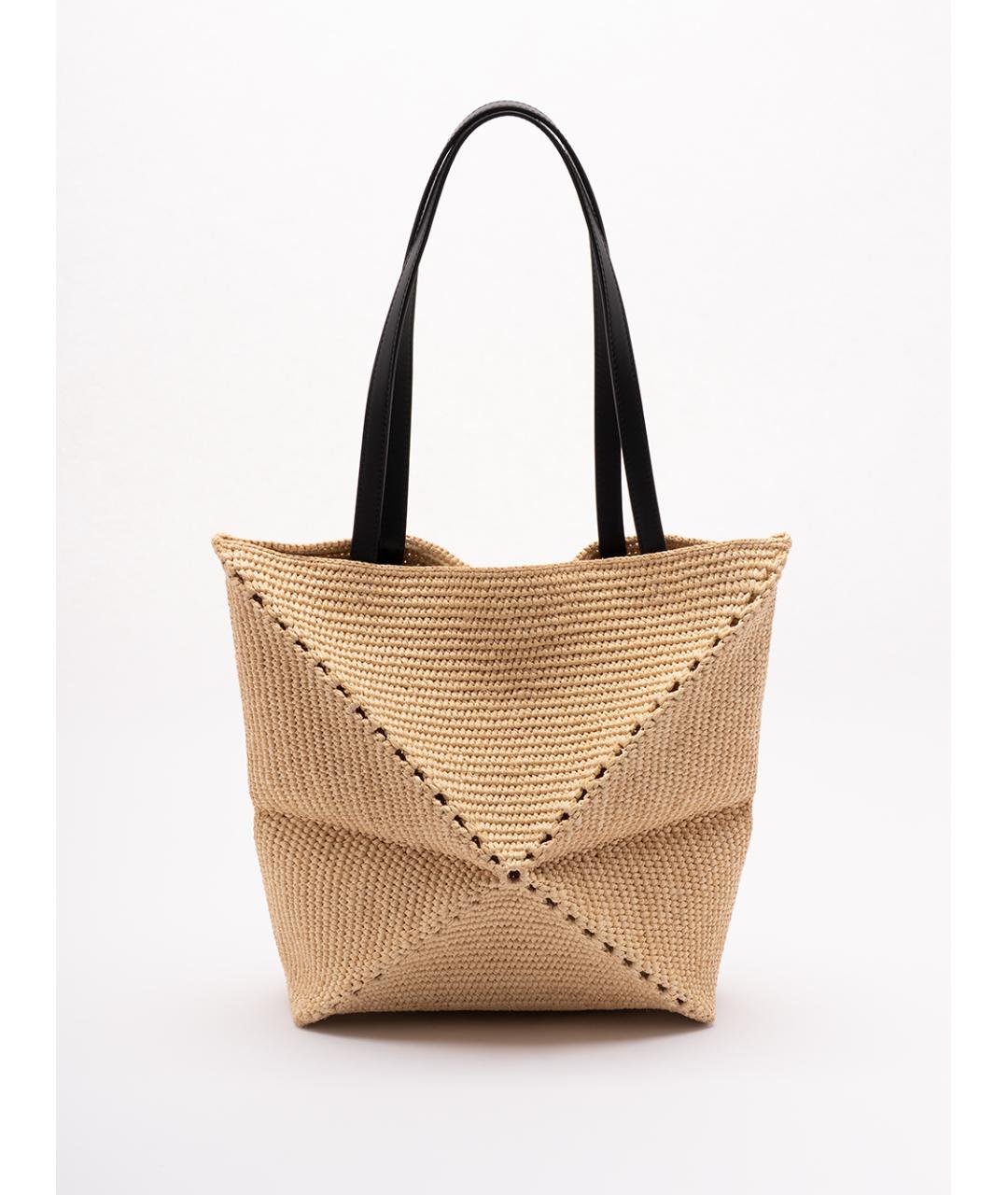 LOEWE Бежевая пелетеная сумка тоут, фото 2