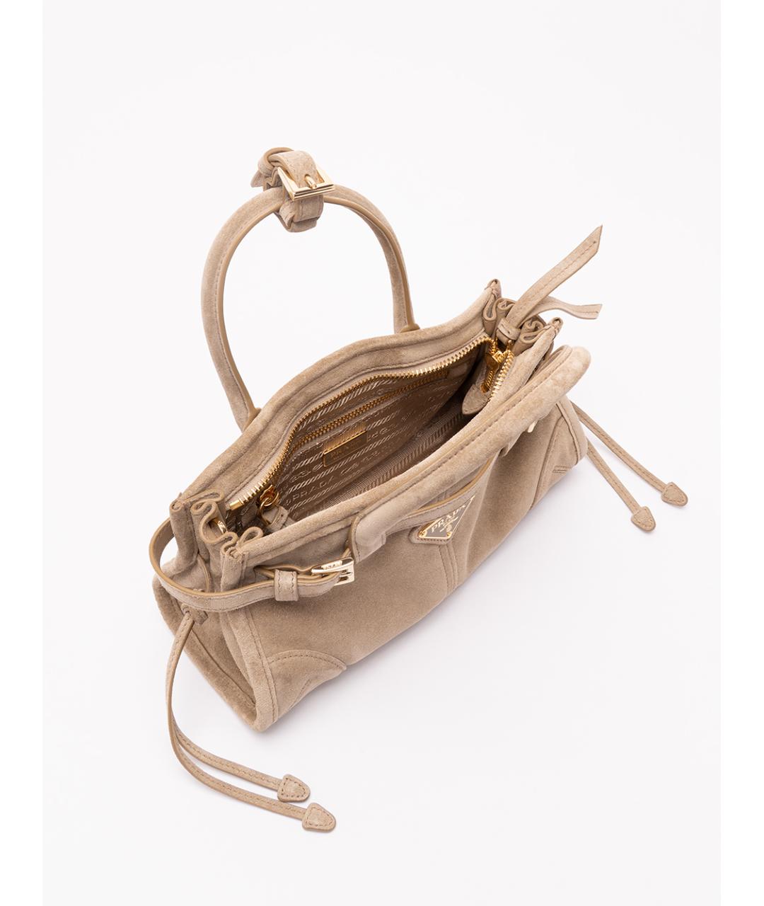 PRADA Бежевая кожаная сумка тоут, фото 7