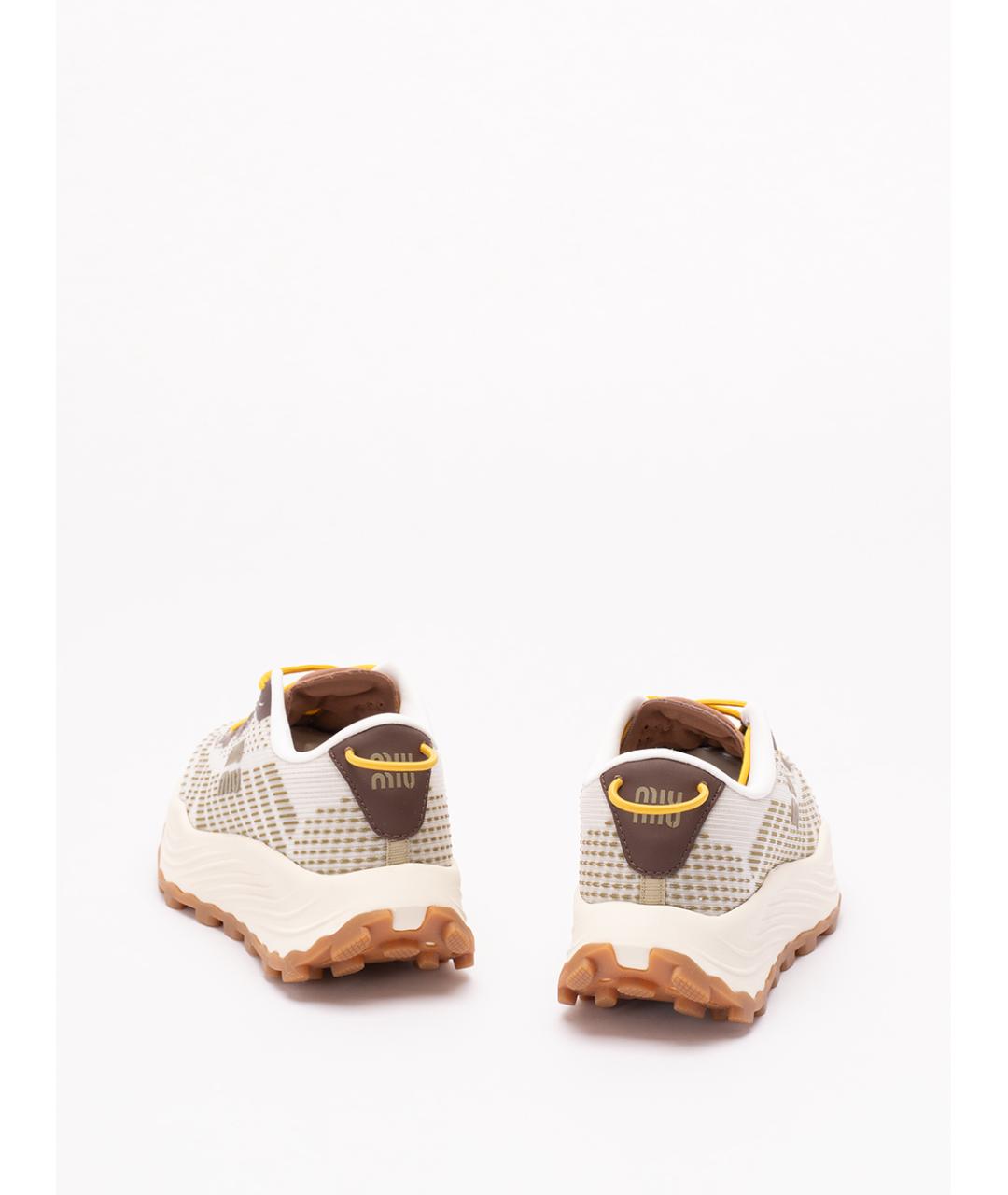 MIU MIU Бежевые текстильные кроссовки, фото 3