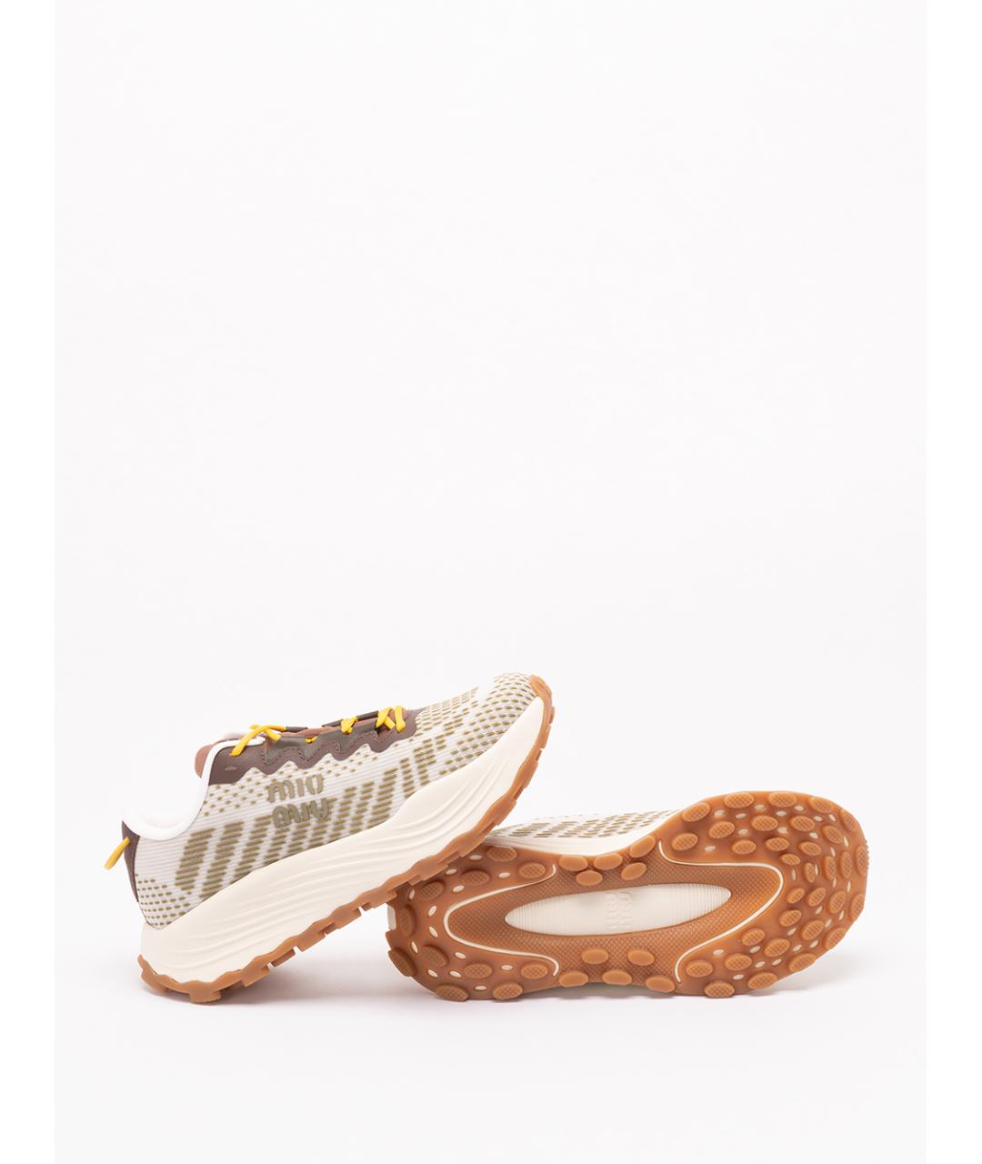 MIU MIU Бежевые текстильные кроссовки, фото 4