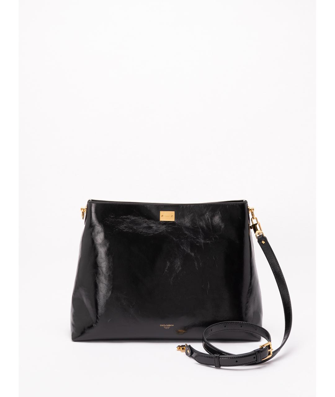 DOLCE&GABBANA Черная кожаная сумка через плечо, фото 2