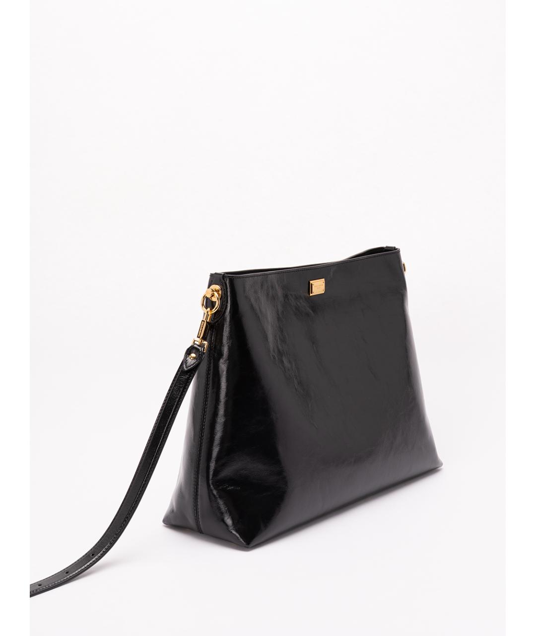 DOLCE&GABBANA Черная кожаная сумка через плечо, фото 3