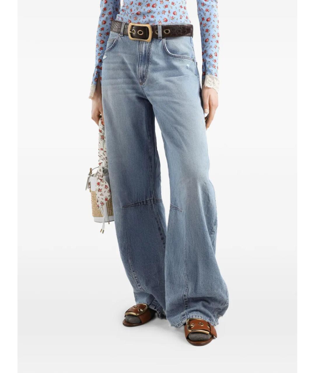 DOLCE&GABBANA Синие хлопковые прямые джинсы, фото 4