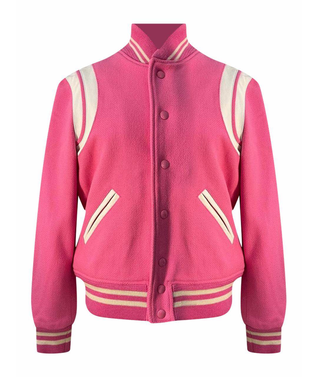 SAINT LAURENT Розовый шерстяной жакет/пиджак, фото 1