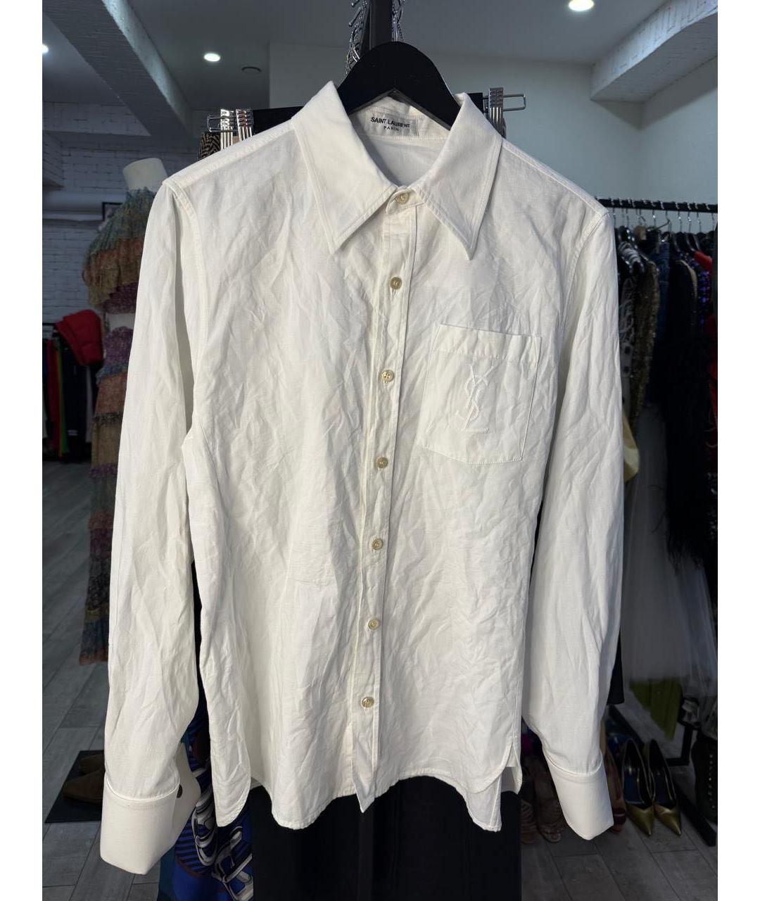 SAINT LAURENT Белая льняная рубашка, фото 5