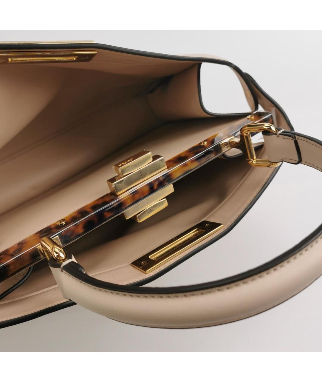 FENDI Бежевая кожаная сумка через плечо, фото 5