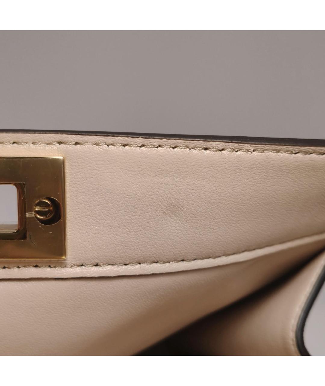 FENDI Бежевая кожаная сумка через плечо, фото 3