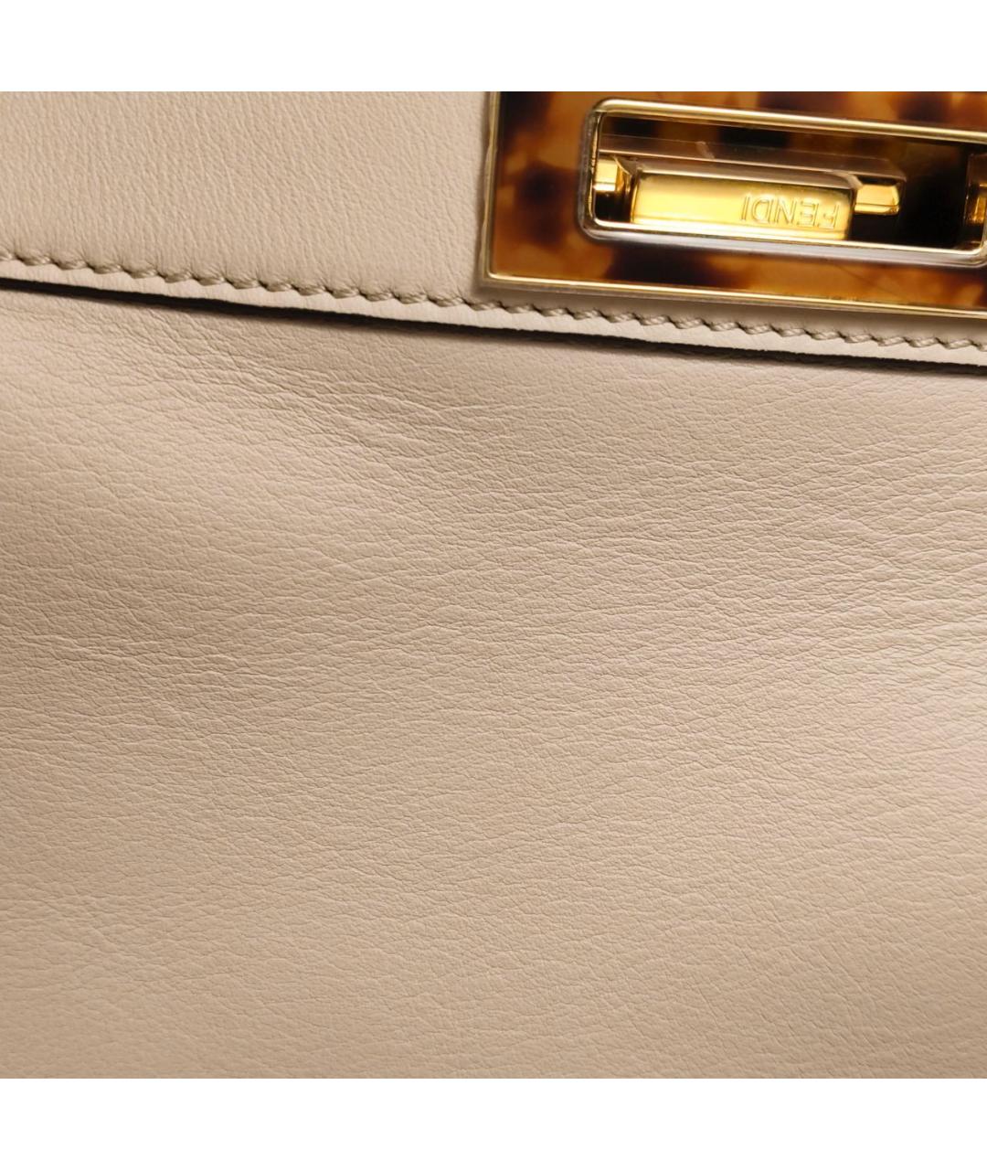 FENDI Бежевая кожаная сумка через плечо, фото 2