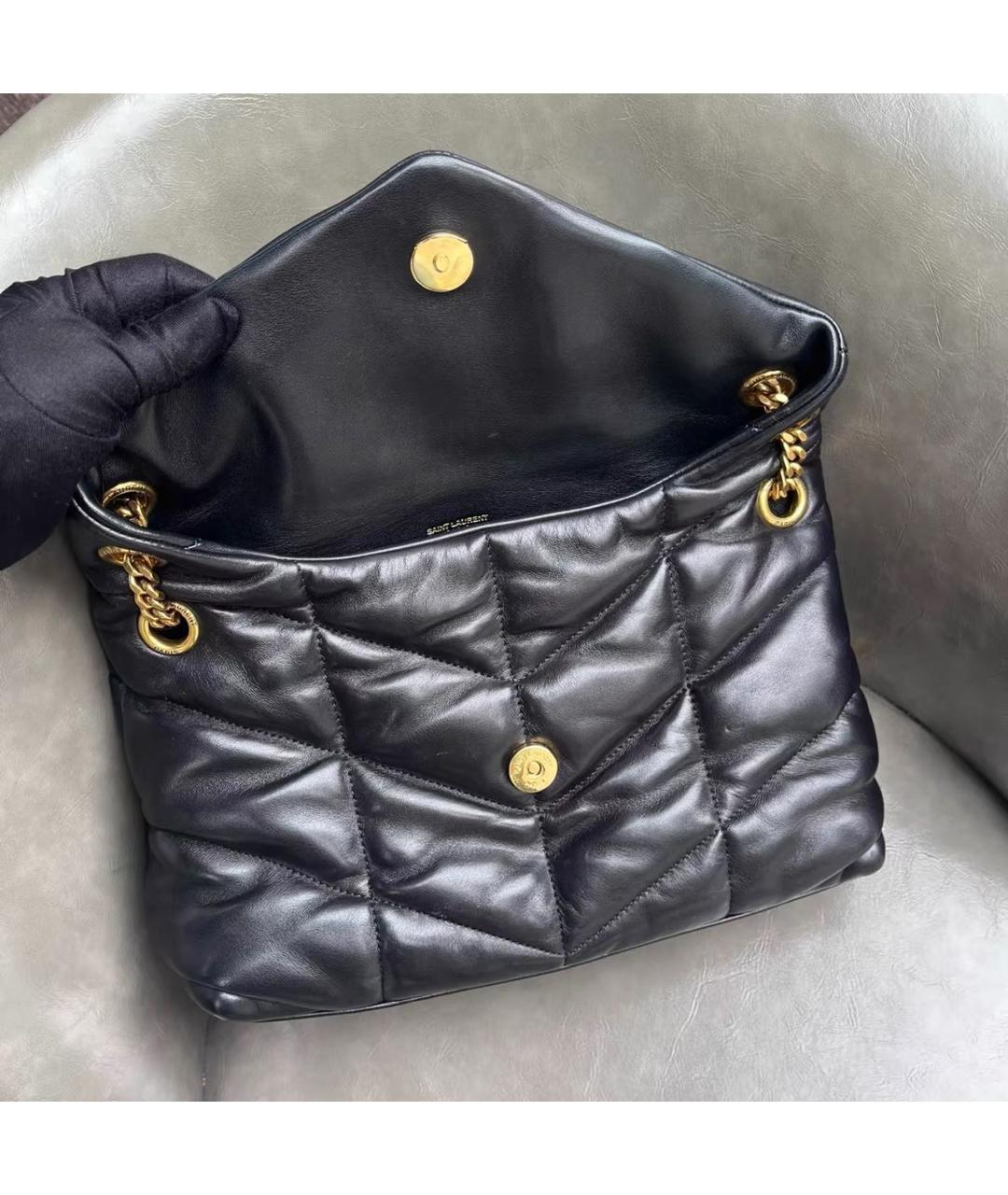 SAINT LAURENT Черная кожаная сумка через плечо, фото 3