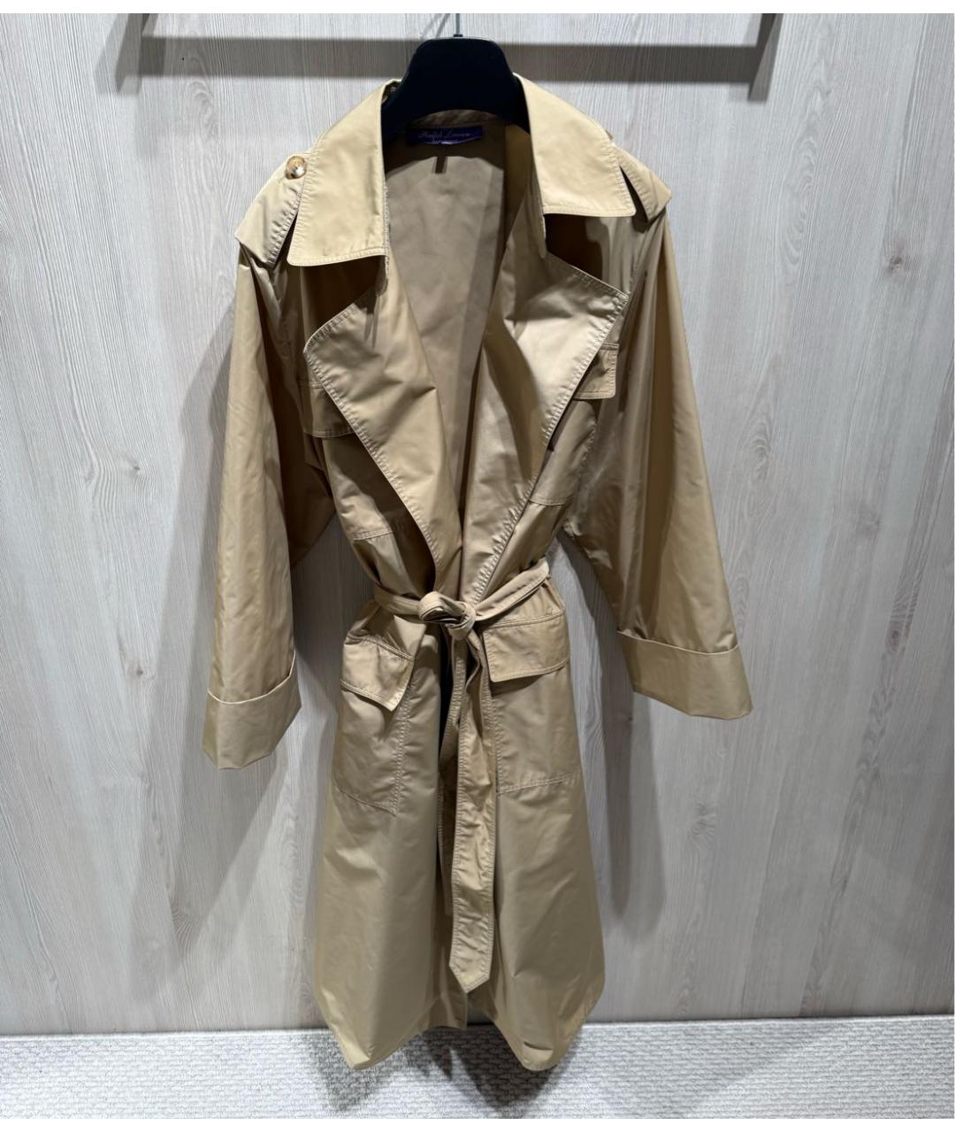RALPH LAUREN PURPLE LABEL Бежевый полиэстеровый тренч/плащ, фото 2