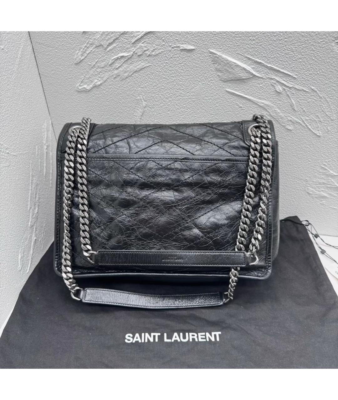 SAINT LAURENT Черная кожаная сумка через плечо, фото 2