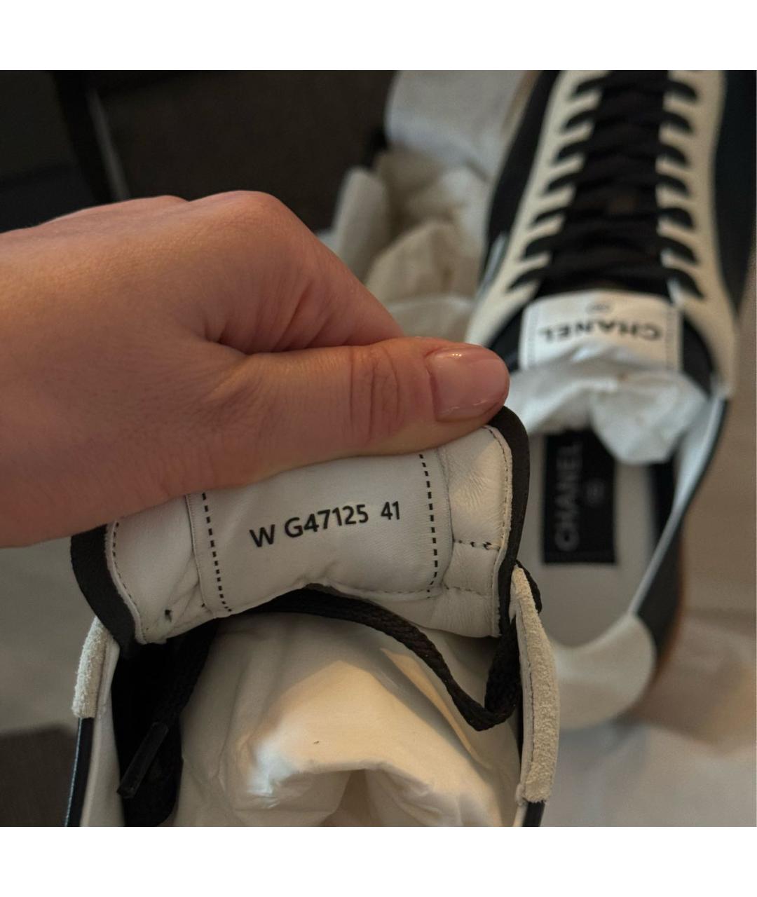 CHANEL Черные кожаные кеды, фото 5