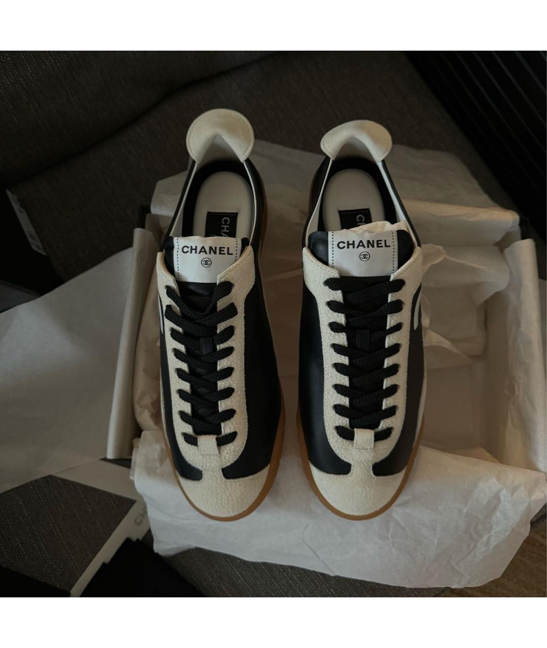 CHANEL Черные кожаные кеды, фото 3