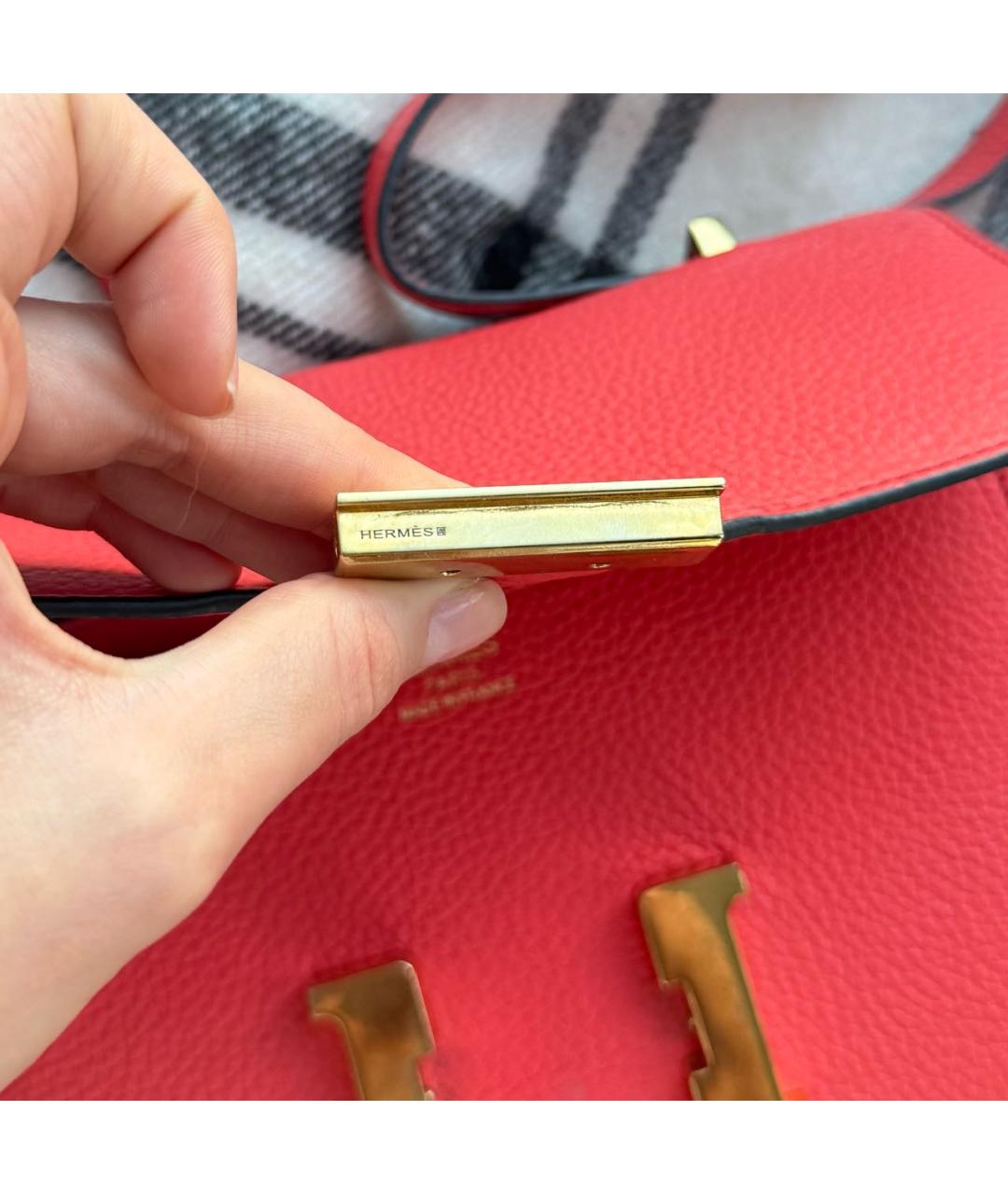 HERMES Красная кожаная сумка через плечо, фото 6