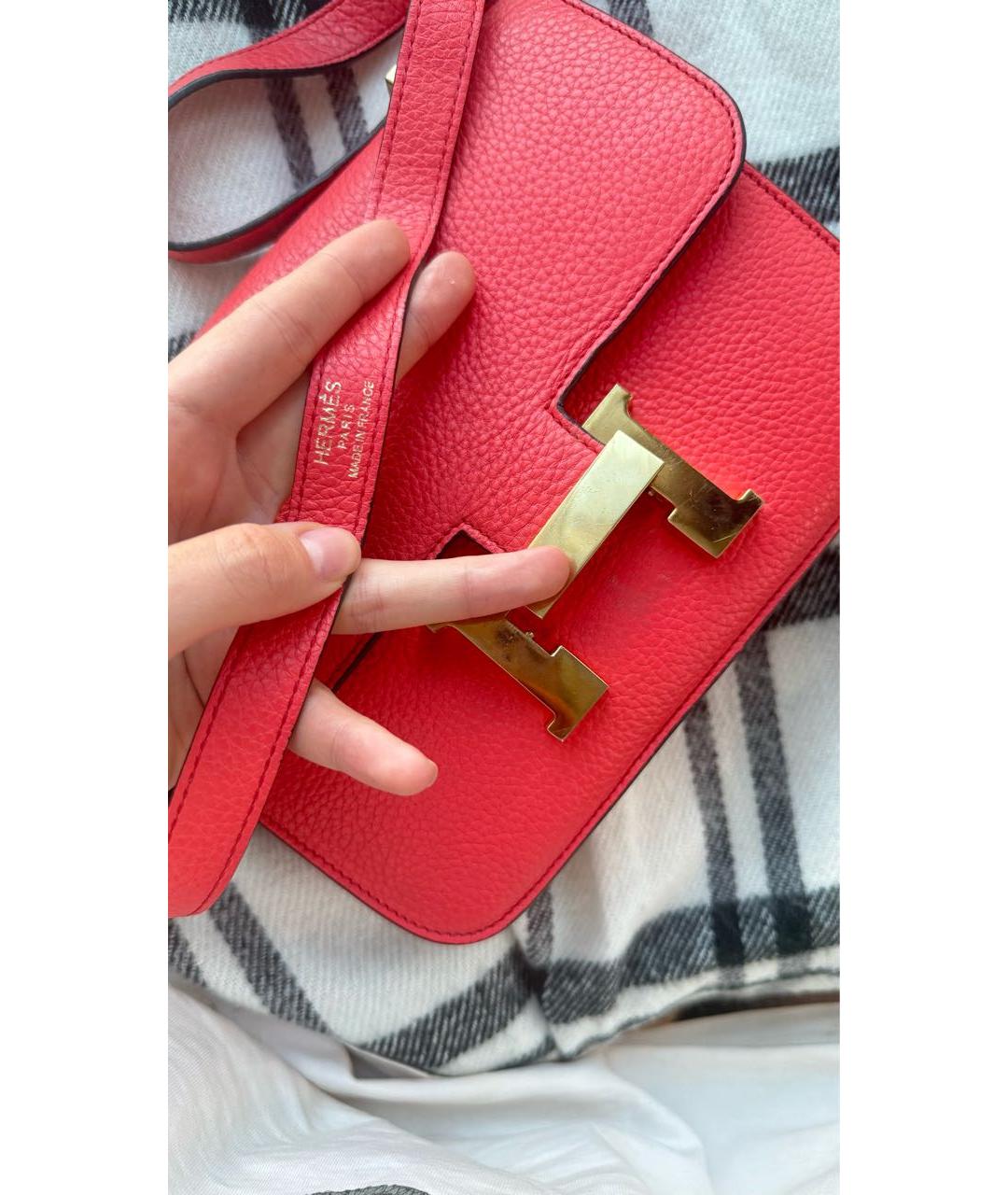 HERMES Красная кожаная сумка через плечо, фото 4