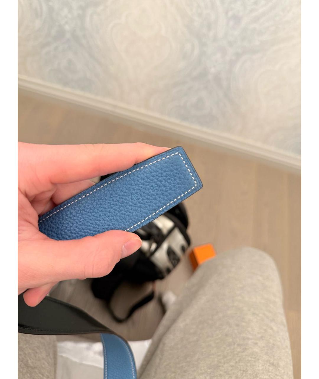 HERMES Черный кожаный ремень, фото 3